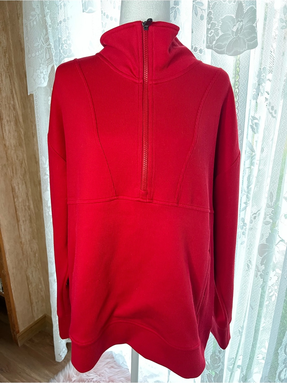 GAIAM Red Half-Zip V-Neck Sweater Large